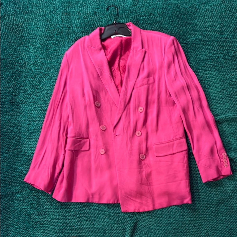 CLEARANCE SALE DISCOUNT Zara Vibrant Pink Double-Breasted Blazer